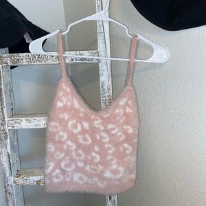 Cheetah print fuzzy crop top forever 21